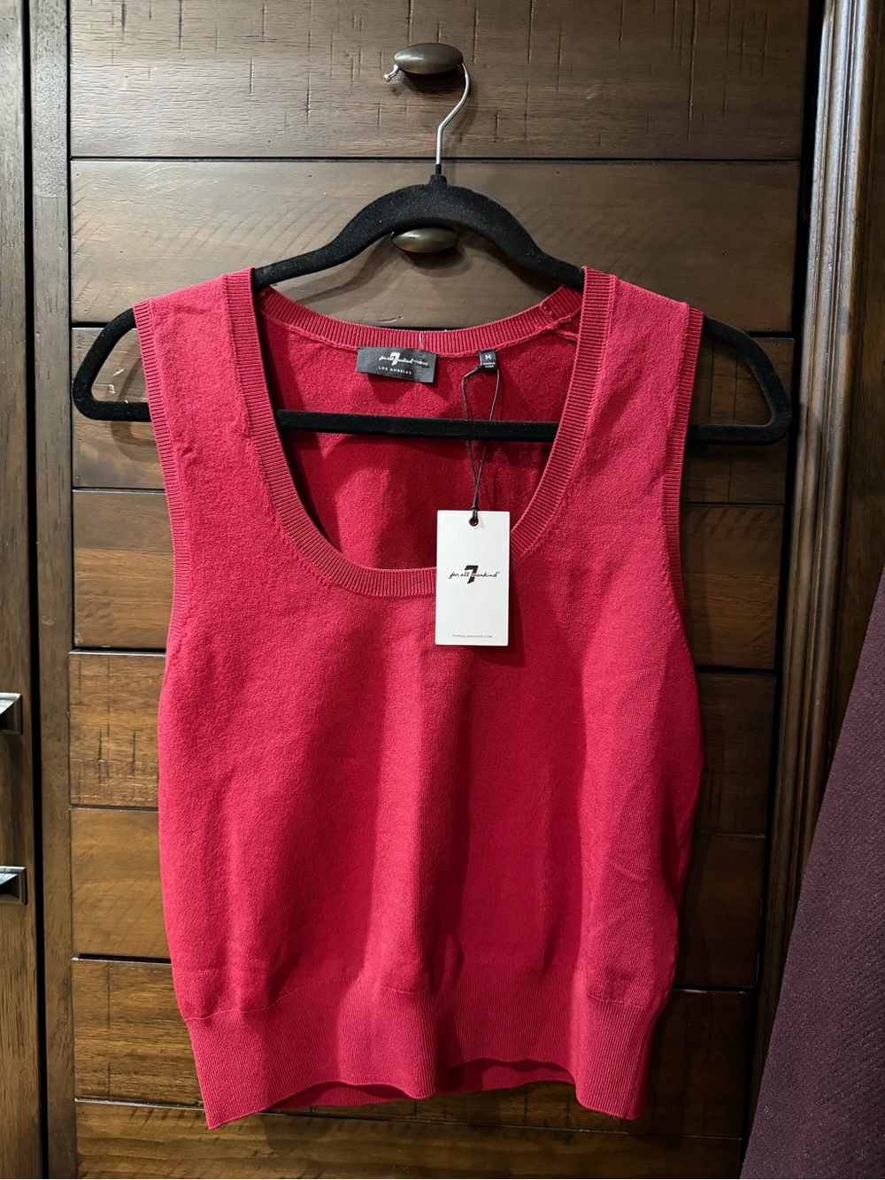 7 For All Mankind Red Sleeveless Knit Tank